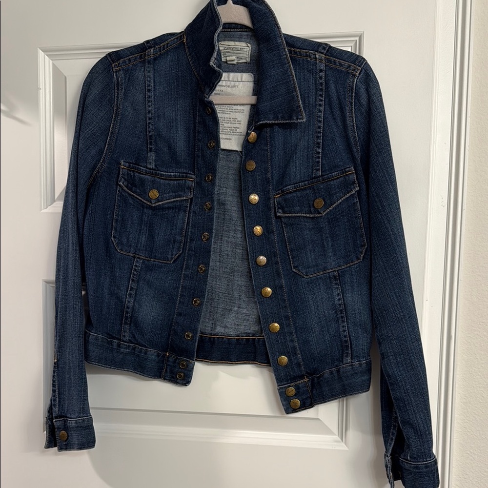 Current/Elliott Dark Blue Jean Jacket with Gold Buttons